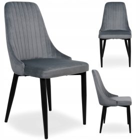 eHokery Lorient Velvet Krzno Stol, Grafitna Tkanina, 1 kos.