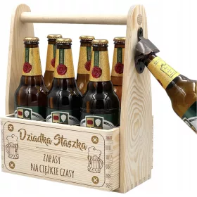   Nosilec za pivo s graviranjem, darilo za rojstni dan, 6 buteljek, otviralnik
