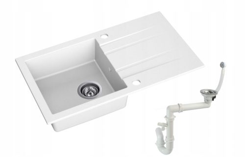 Zleb Moderno Acqua iz belega granita 75 x 42 + sifon