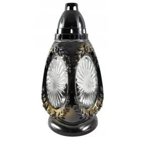   VELIKI ROŽNATI NAGROBNI LAMPION Z ZLATO OBARVANIM DETAJLOM 33cm