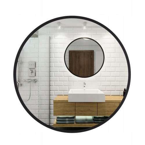 Okroglo kakovostno lustru LOFT s črno aluminijasto okvirjem, Premium 80