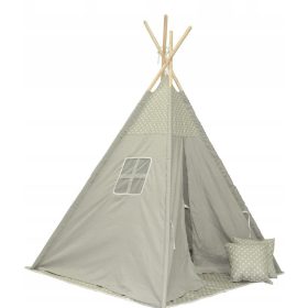 NAMIŠČE ZA OTROKE TIPI SIVO Z ZVEZDAMI