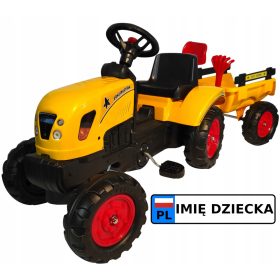 Traktor na pedala s prikolico + imenska tablica