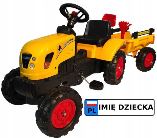 Traktor na pedala s prikolico + imenska tablica