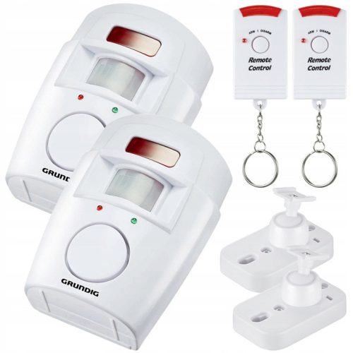 GRUNDIG 2x Alarm Brezžični Senzor Gibanja + 2 Piloti