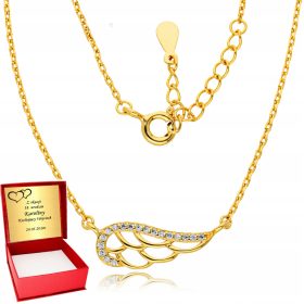   Elegantna verižica z angelskimi krili iz srebra 925, pozlačena s 14k zlatom