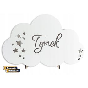 Bela LED nočna lučka CLOUD - Zvezdice z imenom