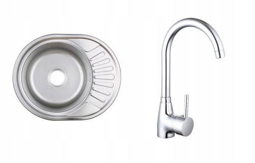 Pomivalno korito z baterijo Quadron JIM 216, sivi odtenki jekla + srebrna stoječa kuhinjska armatura Liveno Cook