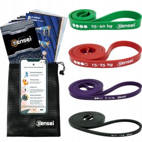 Komplet odpornih trakov Sensei Power Bands 1-40 kg 4 kos.