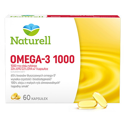 Naturell Omega-3 1000, prehransko dopolnilo z ribjim oljem, 60 kapsul