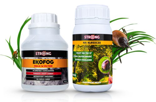 Močan koncentrat za zatiranje klopov Strong 0,65 kg 250 ml + Tekočina proti ščurkom, klopom, komarjem, mravljam, muham, pajkom, bolham, stenicam, srebrnim ribicam Strong 0,35 kg 250 ml